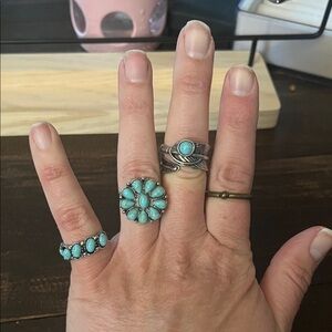 Turquoise Boho bundle rings